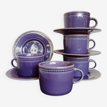 Set de 5 tasses à thé en grès couleur prune