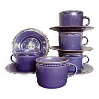 Set de 5 tasses à thé en grès couleur prune