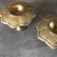 PAIR of BRASS table CANDLE HOLDERS with Flower Patterns