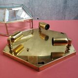 Hexagonal brass and bevelled glass ceiling light