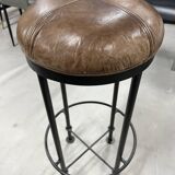 Industrial bar stool and beige leather