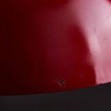 Italian, Hemispherical Red Aluminum Pendant with Round Holes on Top, 1970s