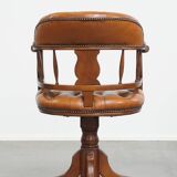 Leather and Wood Chesterfield Office Chair in English Style