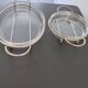 2 glass dishes with silvered steel frames from the 1960s, very good quality.