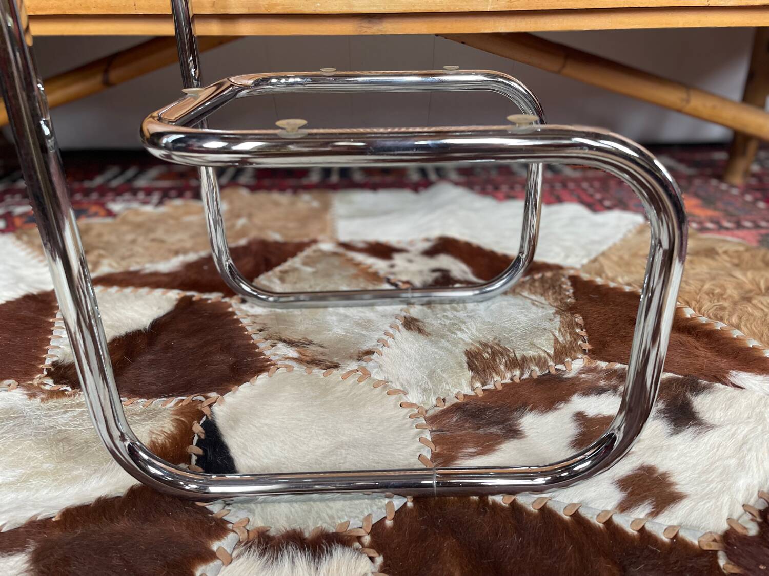 Chrome and smoked glass side table 1970