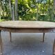 Round extendable dining table Louis XV stripped in solid oak 1950