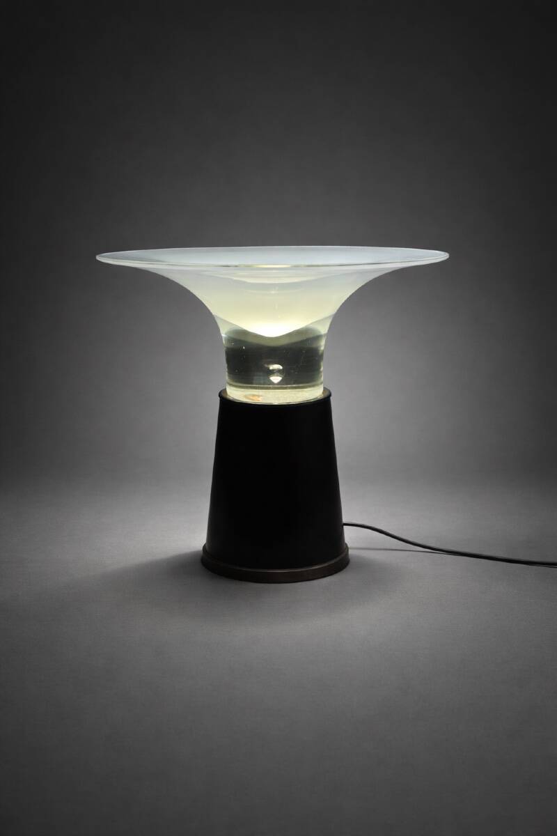 Vistosi - Leather and glass lamp circa 1970