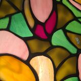 antique bronze lamp and stained glass shade