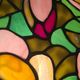 antique bronze lamp and stained glass shade