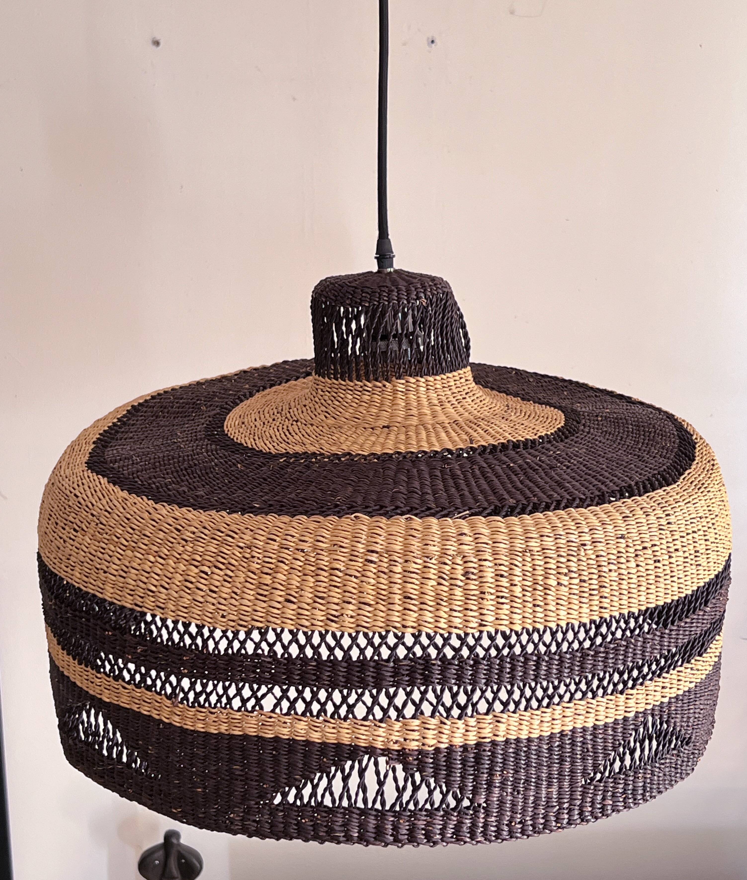 Large Boga woven pendant light (Ghana)
