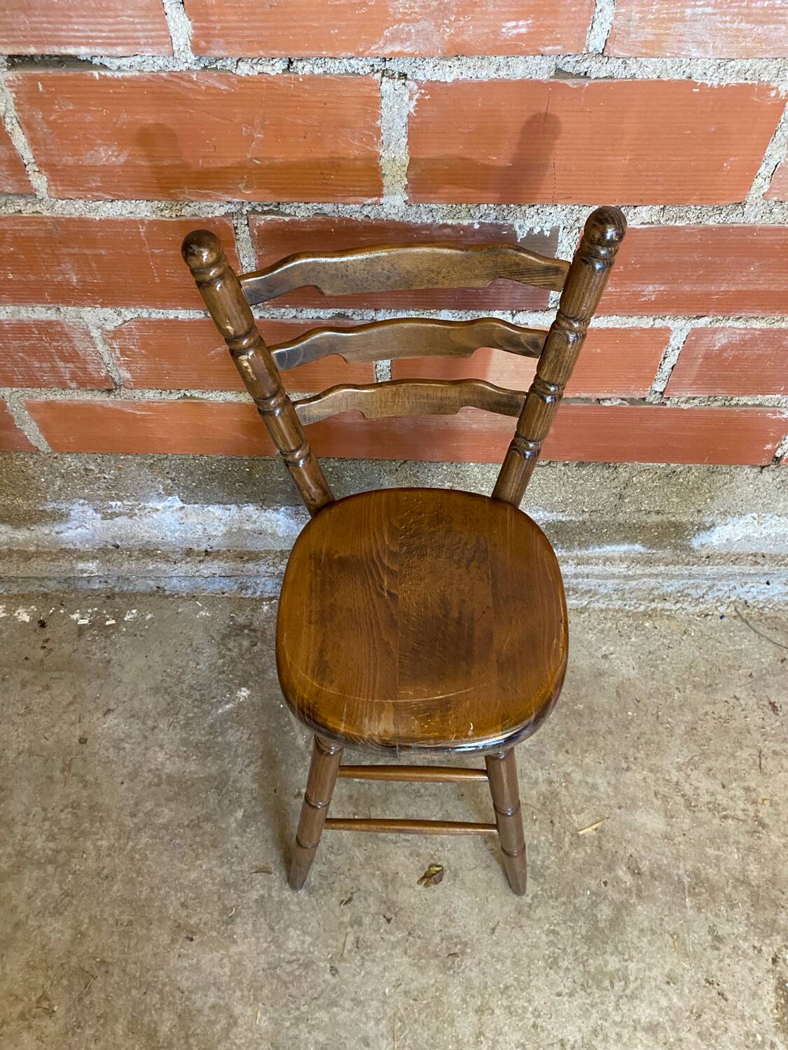 Antique vintage turned wood high bar stool