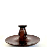 Scandinavian teak hand candle holder