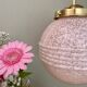 Vintage art deco globe pendant light in pink Clichy glass