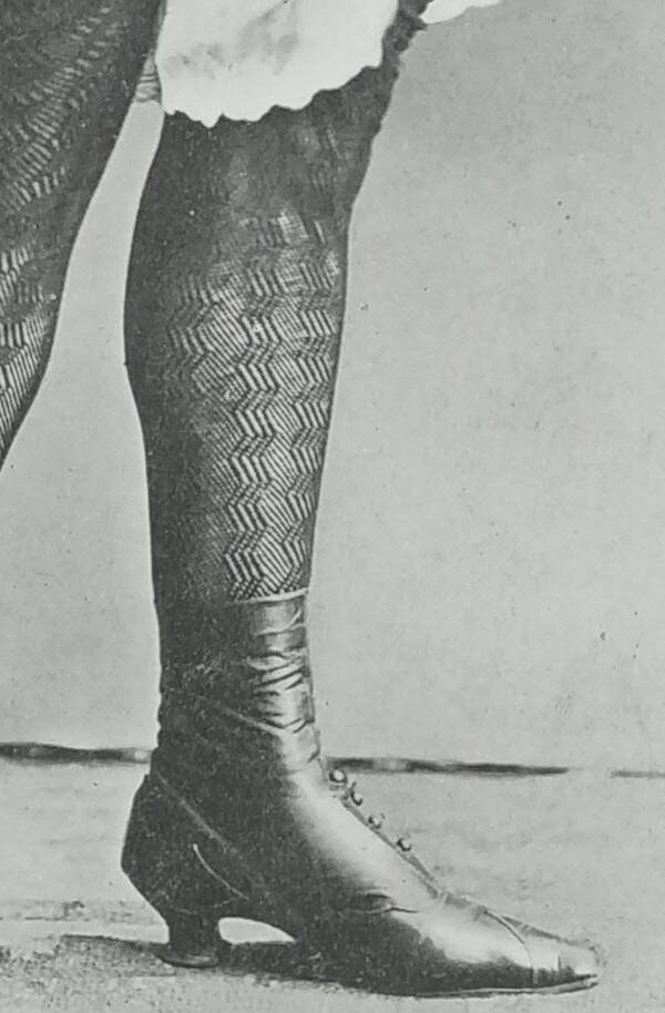 Original photogravure on glossy paper, Model in stockings and shoes 1900