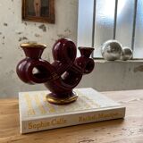 Vintage Vallauris red ceramic candlestick