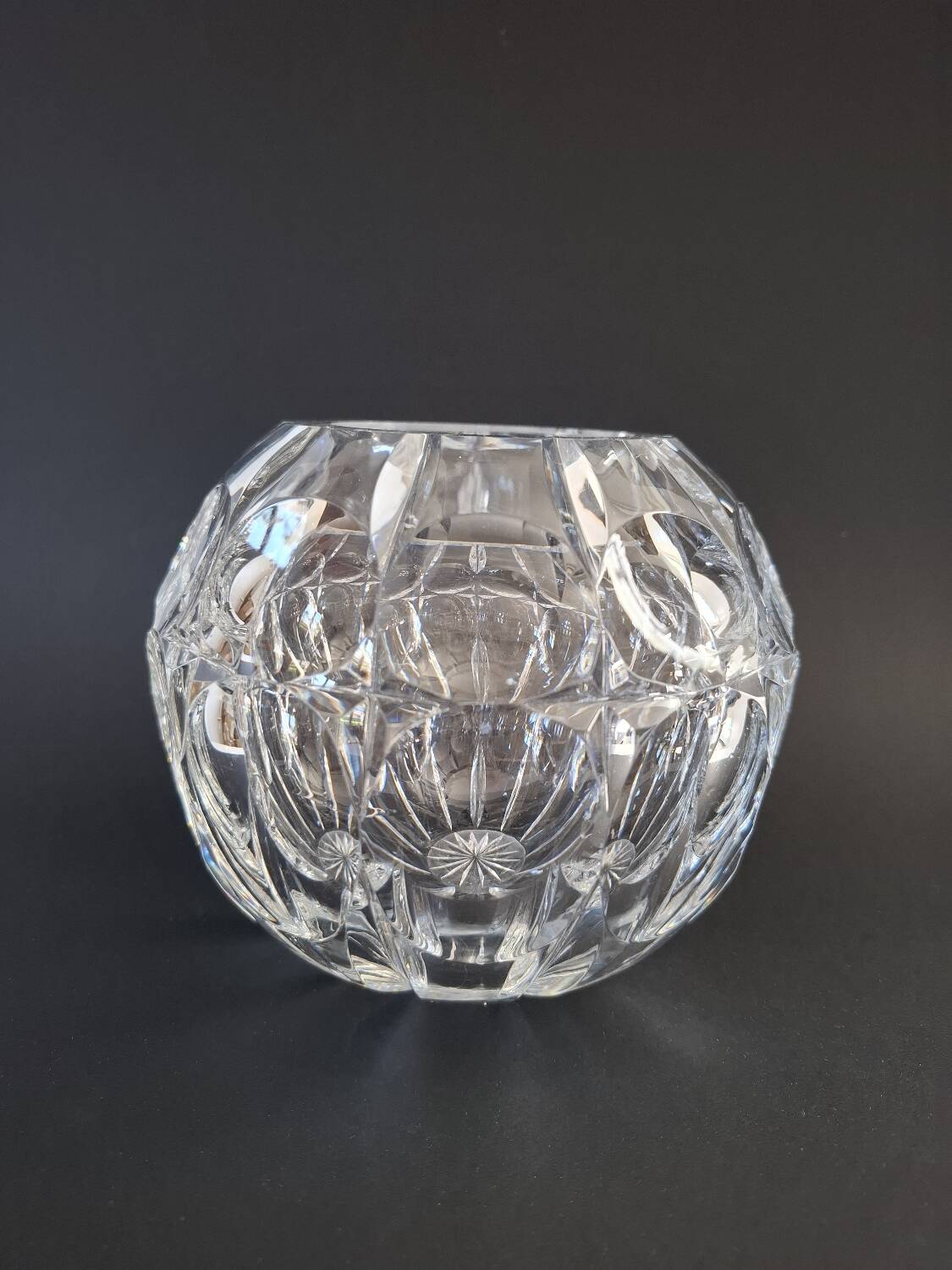 Mid-century crystal ball vase