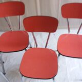Set of 4 red formica chairs