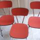Suite de 4 chaises en formica rouge