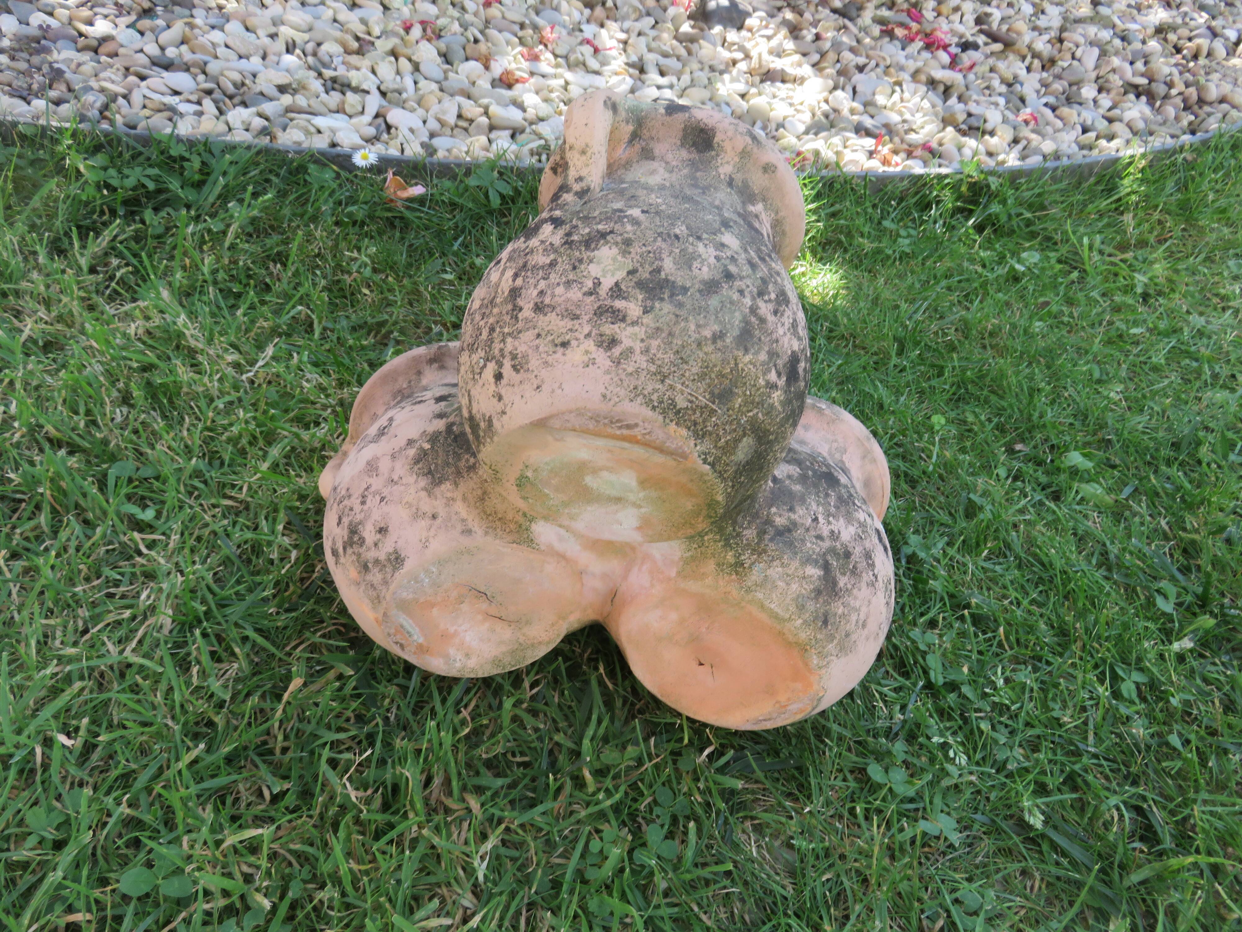 Pot de fleurs multiple en terre cuite, terracotta 1960