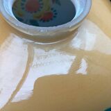 Vintage patterned painted glass pendant lampshade, Czechoslovakia