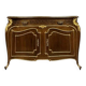 Louis XV style chest of drawers with curved Venetian doors in mahogany and gilded wood