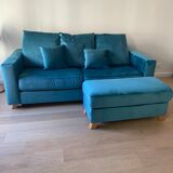 Sofa bed 3 places turquoise