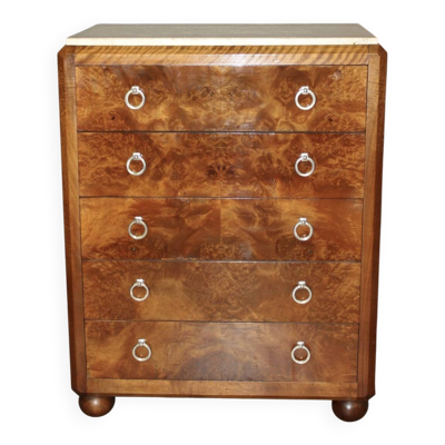 Commode d'époque Art Déco en noyer Vers 1930