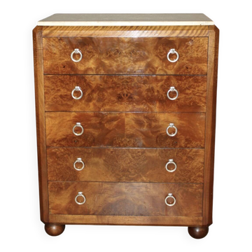 Commode d'époque Art Déco en noyer Vers 1930