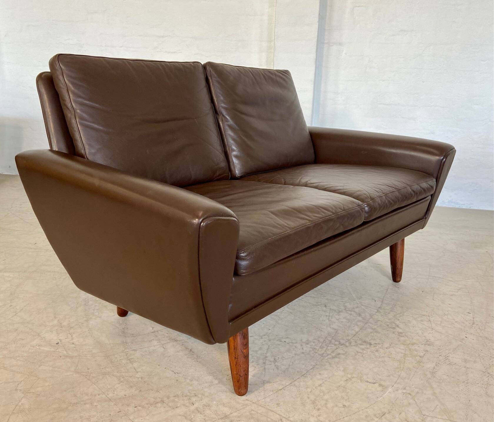 Canapé 2 places g. thams vintage rétro danois du milieu du siècle en cuir de coco des années 60