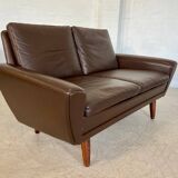 Canapé 2 places g. thams vintage rétro danois du milieu du siècle en cuir de coco des années 60