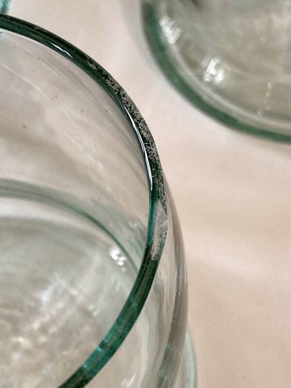 5 verres à bières en verre soufflé et bullé