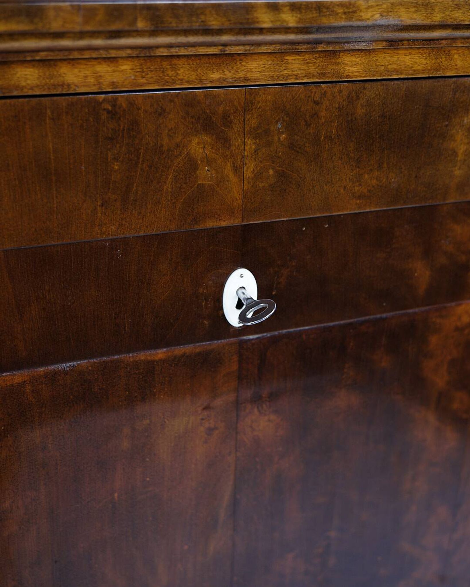 Secretary - Hand polished birch & intarsia - 2 drawers - 1840s