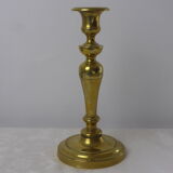 Old candlestick baluster foot round gilded brass-Ht 26cm