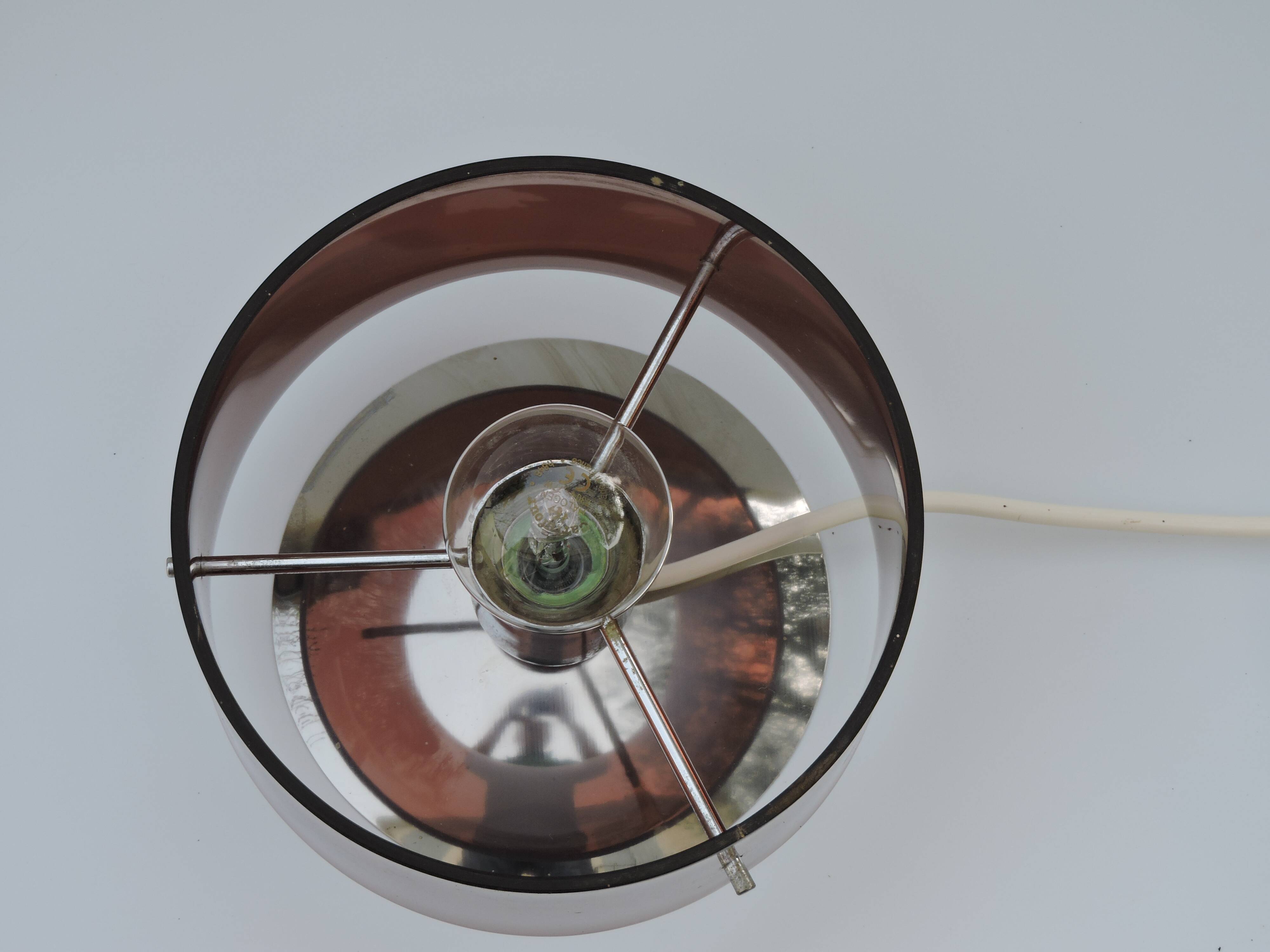 Table lamp Published by Oxar, circa 1972 Philippe Rogier in metal & smoked Altuglas