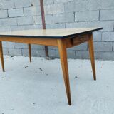 Large table with oak spindle top formica year 50