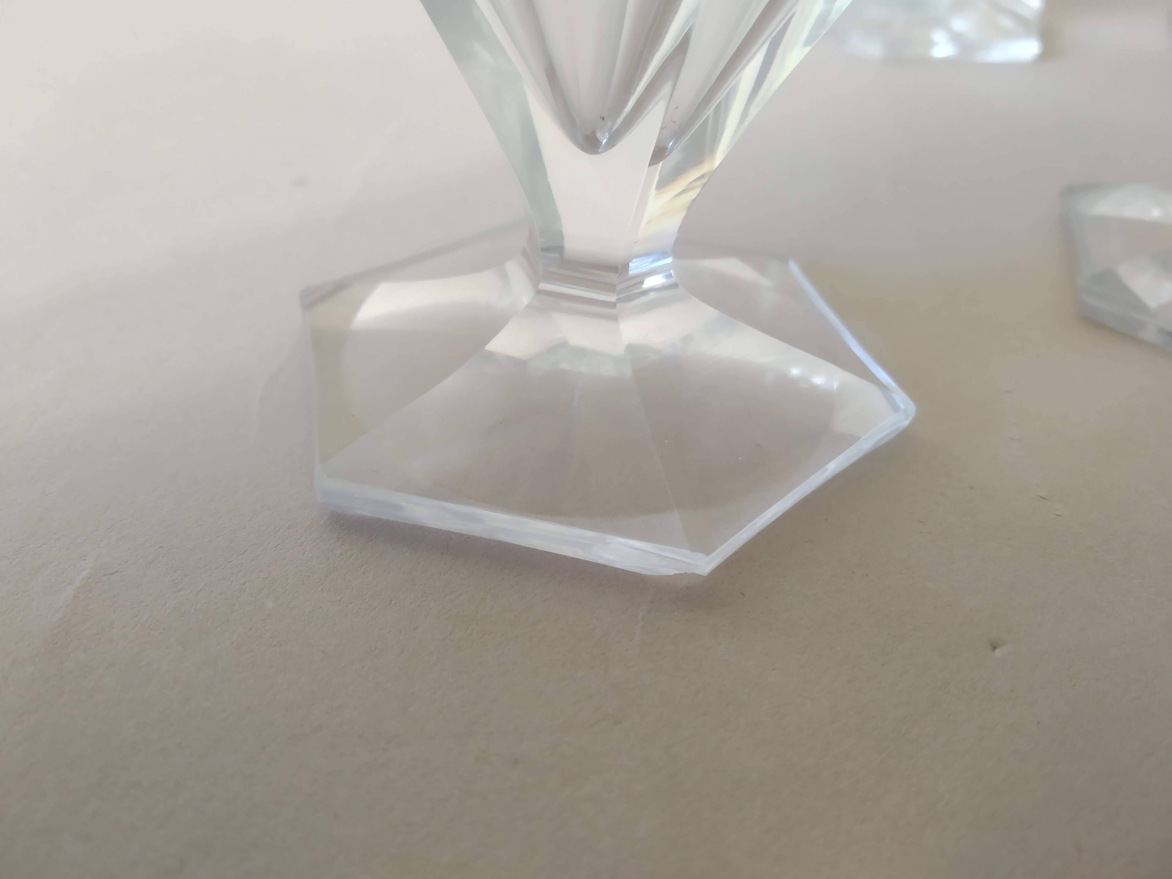 6 SAINT LOUIS flat-ribbed white wine glasses, Poincaré model