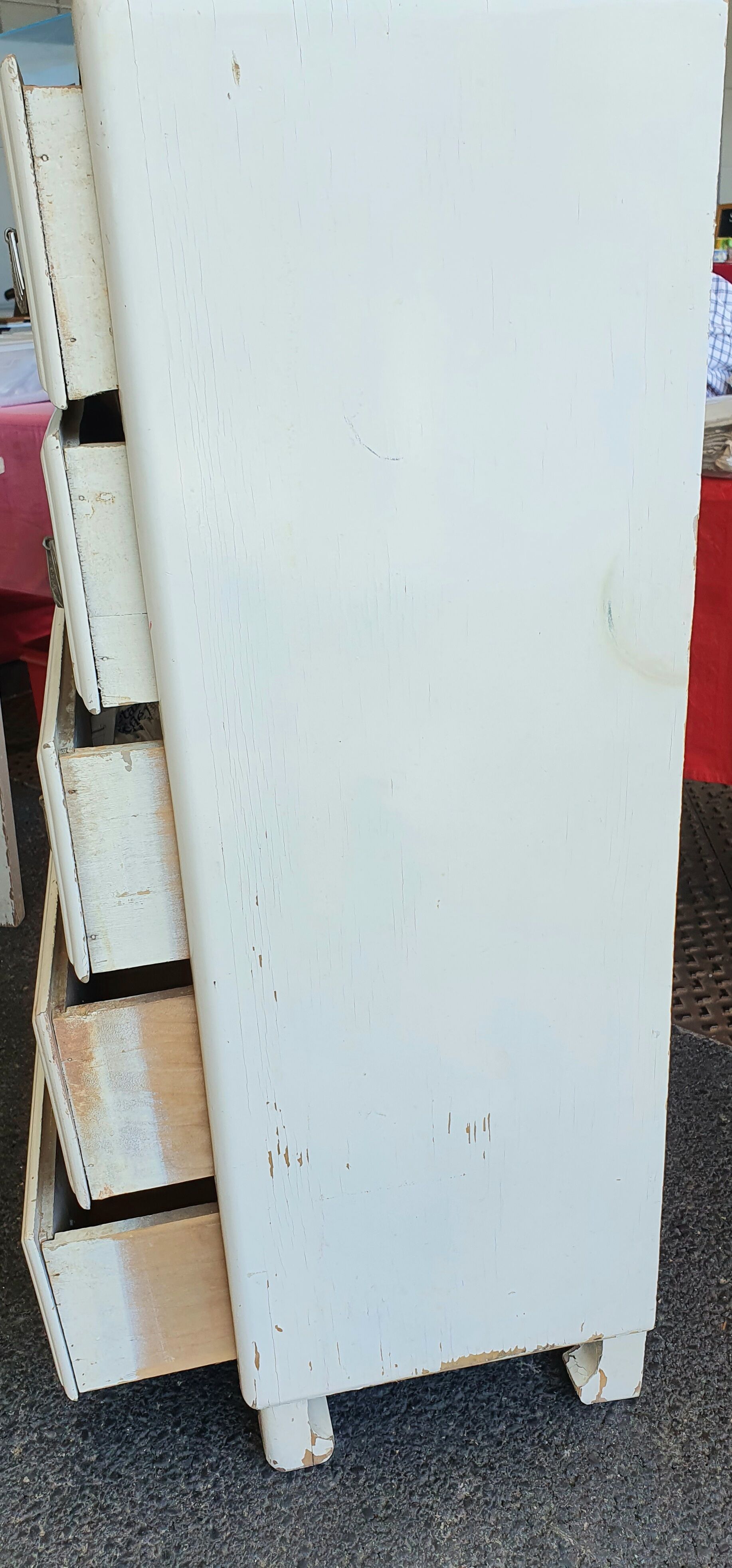 Vintage furniture with 5 drawers painted white