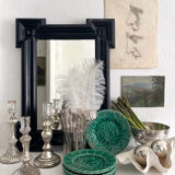 6 Sarreguemines earthenware dessert plates in slipware with vine leaf design