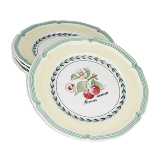 Lot of 4 plates with dessert french garden valence