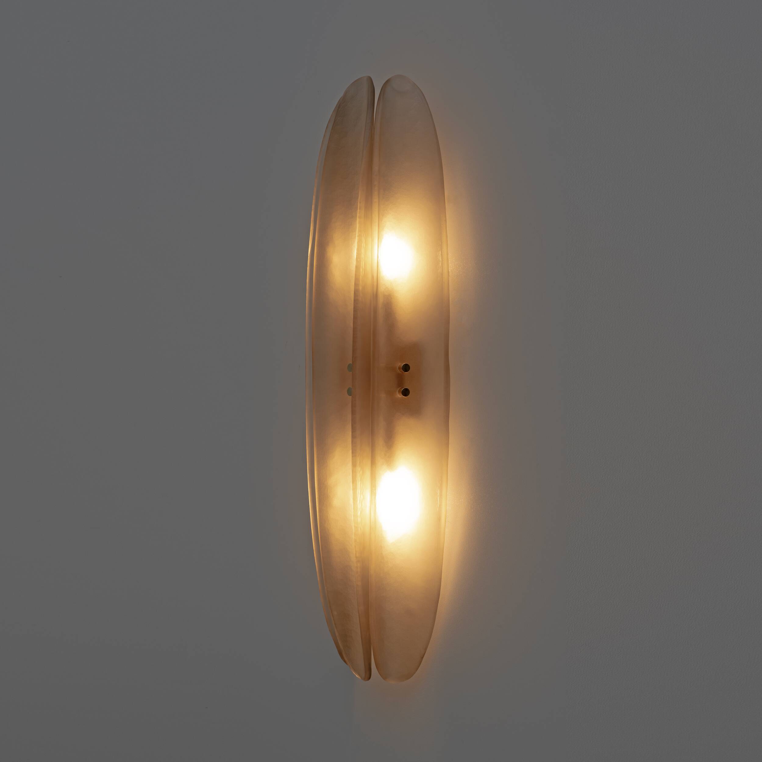 Pair of Fontana Arte Style Mid-century Modern Smoke Murano Glass Sconces