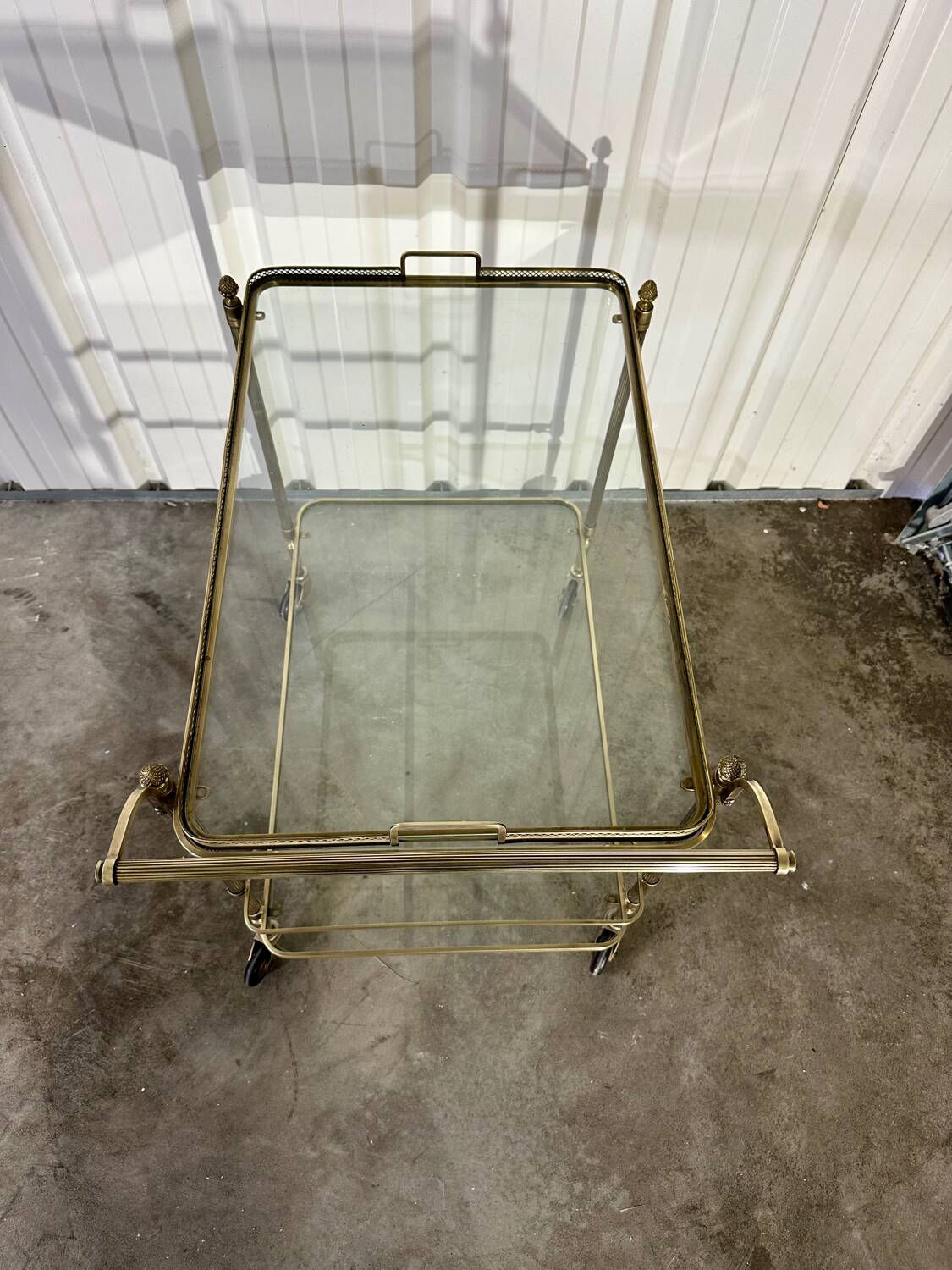 1970s gold rolling serving table