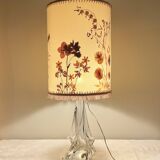 Solid glass lamp and dried flower lampshade from the 60s/70s
