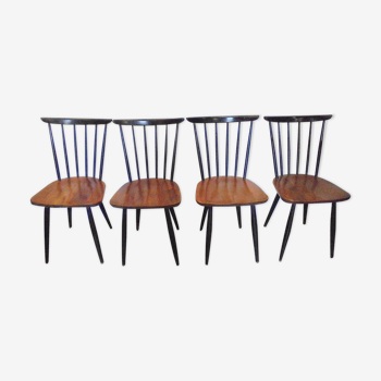 Set de 4 chaises scandinave a barreaux des années 70