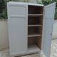 1950s wardrobe, 2 doors, one bar, 3 shelves, re-enchanted in pearl gray with waxed finish.