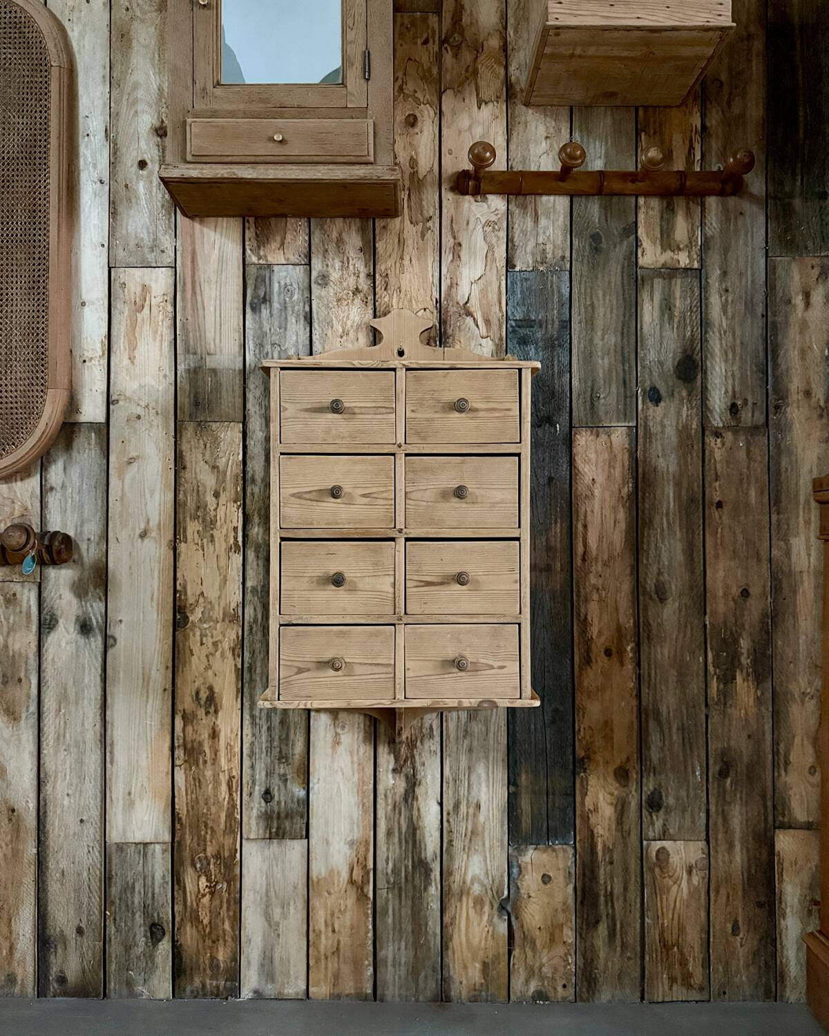 Hanging craft cabinet with drawers