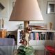 Large ceramic lamp with slip decoration signed F.D.