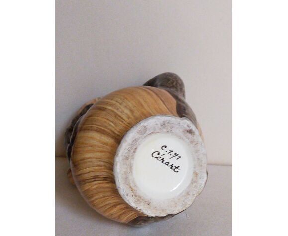 Faux-bois ceramic pitcher signed "Cérart" MONACO vintage