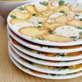 6 orange slip plates