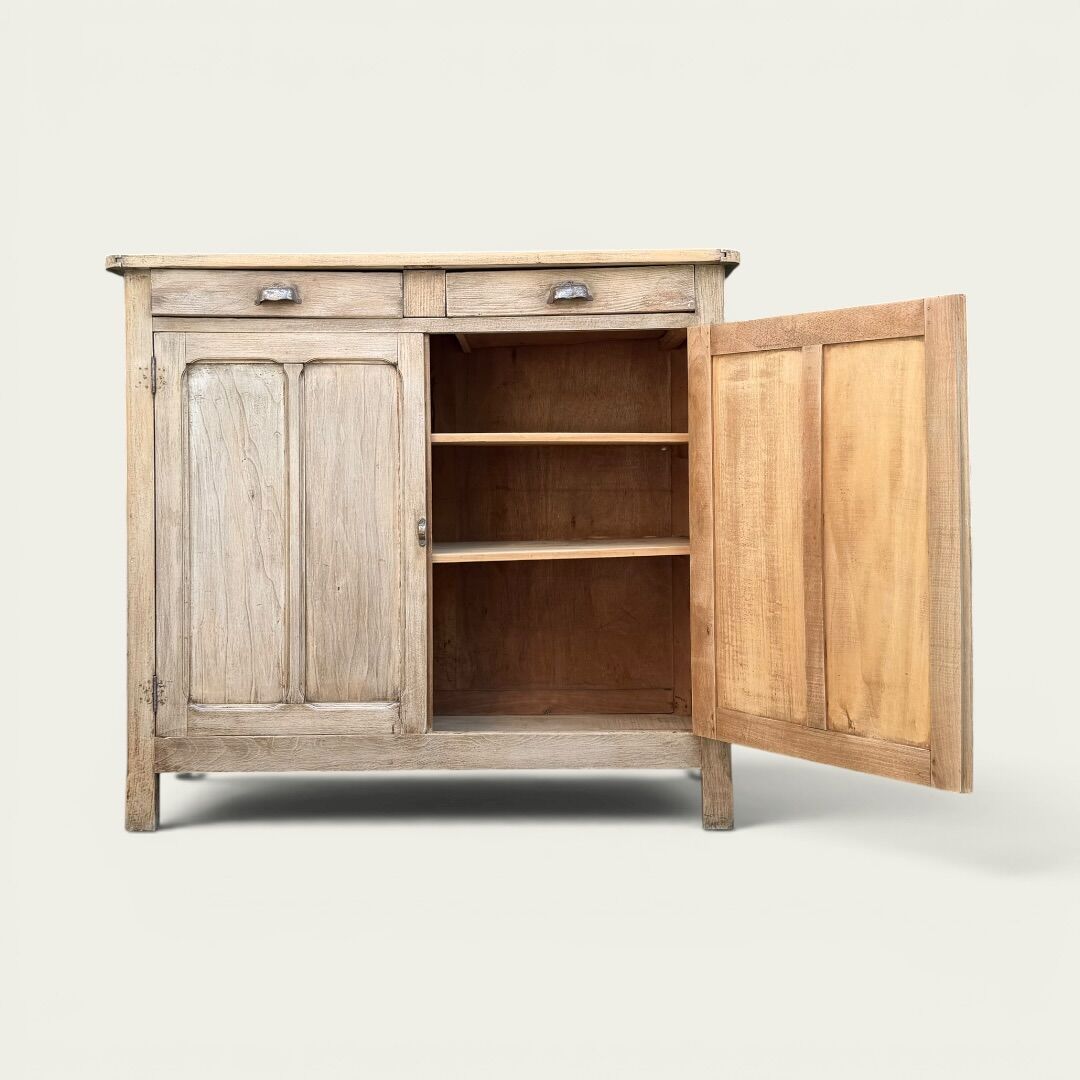 Antique patinated Parisian buffet with shell handles.