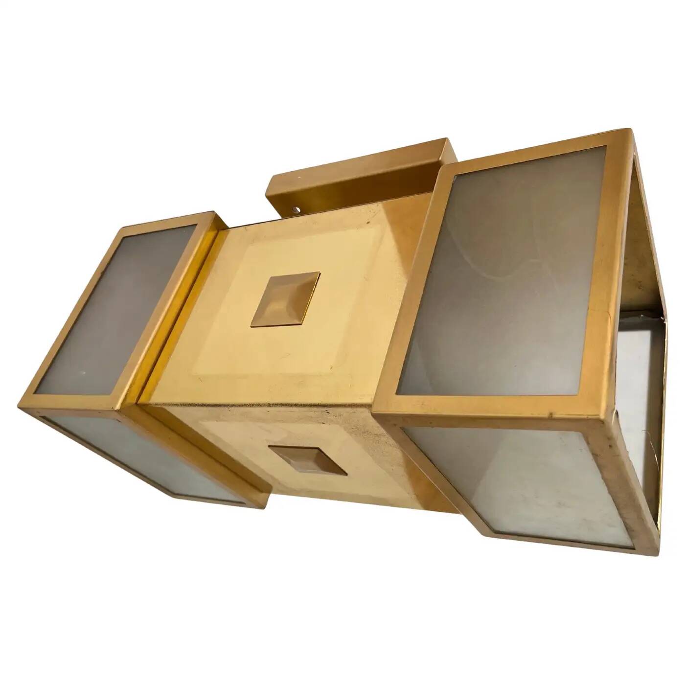 Applique murale ou plafonnier XXL en laiton, design années 1980 / Tchécoslovaquie